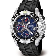 Festina Mens Tour De France Stainless Watch - Black Rubber Strap - Blue Dial - F16543-2