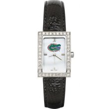 Florida Gators Ladies Allure Watch Black Leather Strap LogoArt