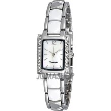 FMD Mother of Pearl Veneer Dial Brass and White Ceramic Ladies Watch