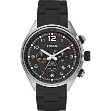 Fossil Chronograph Black Silicone Strapped Steel Mens Watch CH2697