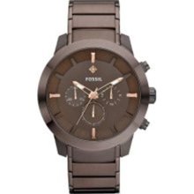 Fossil Chronograph Diamond Accent Brown Ion Plated Stainless Steel Men's Watch Bracelet FS4681