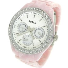Fossil Es2791 Pink Pearl Bracelet Chronograph Dial Womens Watch