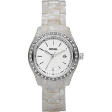 Fossil Glitz White Plastic Bracelet White Dial Ladies Watch ES2670