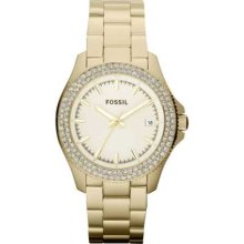 Fossil Ladies' Retro Traveller Gold-Plated Crystal Set AM4453 Watch