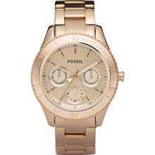 Fossil Ladies Rose Gold Ip Multi-Eye Analogue Stella Watch - Es2859