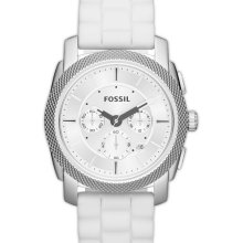 Fossil 'Machine' Chronograph Silicone Strap Watch, 45mm