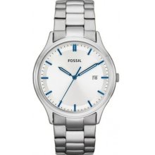Fossil Mens Ansel Analog Stainless Watch - Silver Bracelet - White Dial - FS4683