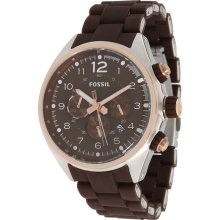 Fossil Mens Flight Chronograph Stainless Watch - Brown Rubber Strap - Brown Dial - CH2727