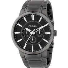 Fossil Men's Ion-plated Stainless Steel Black Dial Chronograph Wa ...