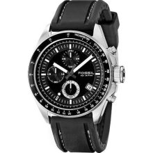 Fossil Men's Stainless Steel Quartz Chronograph Black Dial Silicone Strap CH2573