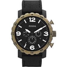 Fossil Nate Chronograph Leather Mens Watch JR1357