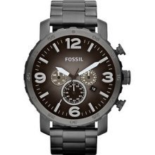 Fossil Nate Chronograph Smoke Grey Dial on-plated Mens Watch JR1437