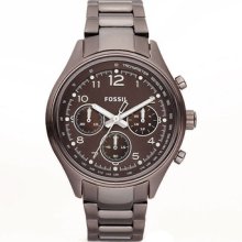Fossil Stainless Steel Brown Chronograph Flight Ch2811 Woman's Watch