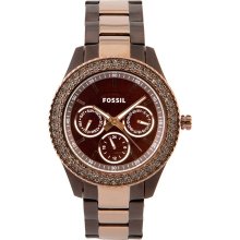 Fossil Women's Stella ES2955 Brown Stainless-Steel Quartz Watch with Brown Dial