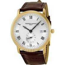 Frederique Constant Classics Silver Guilloche Dial Brown Leather ...