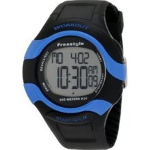 Freestyle Mens Workout Digital Plastic Watch - Black Rubber Strap - Black Dial - 101182