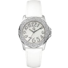 G by GUESS White Stone Heart Watch