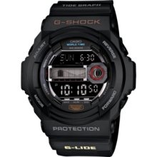 G-Shock Watch, Mens Digital Tidegraph Black Resin Strap 53x55mm GLX150