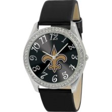 Game Time Watch, Womens New Orleans Saints Black Leather Strap 40mm Nf