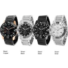 Geneva Platinum Men's Chronograph-style Link Watch (Silver/Black)
