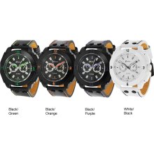 Geneva Platinum Men's Decorative Chronograph Strap Watch (White/Black)