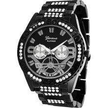 Geneva Platinum Men's Rhinestone-Accented Link Watch