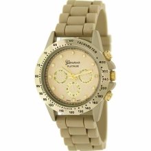 Geneva Platinum Women's 9689.Gold.Tan Brown Silicone Quartz Watch with Brown Dial