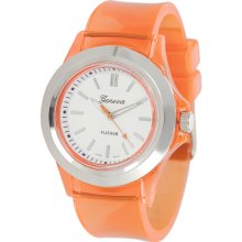 Geneva Platinum Women's Orange Translucent Watch (Women's Orange Translucent Watch)