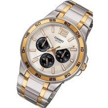 Genuine Casio Mtp-1300sg-7a Day Date Analog Sports Quartz Two Tone Men's Watch