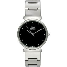 Gino Franco Men's Stainless Steel Black Dial Watch
