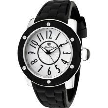 Glam Rock Watches Women's Aqua Rock White Enamel Dial Black Silicone B