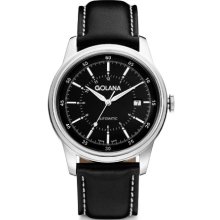 Golana Advanced Men's Automatic Watch With Black Dial Analogue Display And Black Leather Strap Ad400-1