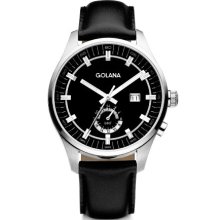 Golana Terra Gmt Men's Quartz Watch With Black Dial Analogue Display And Black Leather Strap Te300-4