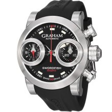 Graham Men's 'Swordfish' Black Dial Rubber Strap Chronograph Watch