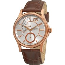 Grovana Mens Retrograde Dial Brown Strap Quartz Watch