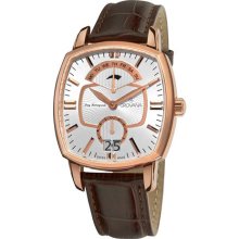 Grovana Mens Traditional Brown Leather Strap Quartz Watch