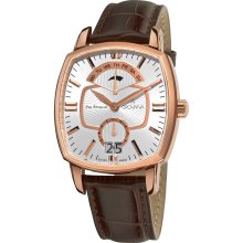 Grovana Men's 'Traditional' Brown Leather Strap Quartz Watch