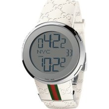 Gucci 114-i Digital White Rubber Band Men's Watch Ya114214