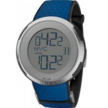 Gucci I-Gucci Digital Dial Blue Rubber Mens Watch YA114105