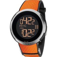 Gucci I-Gucci Digital Orange Rubber Mens Watch YA114104