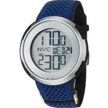 Gucci Men's 'I Gucci' Swiss Made Quartz Silver Digital Dial Blue Rubber Strap Watch