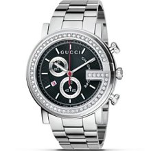 Gucci Watch, Mens G Chrono Collection Stainless Steel Diamond Bezel Br