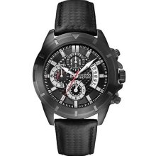 Guess Chronograph Black Leather Mens Watch U16528G1