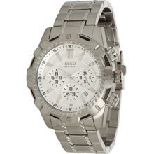 Guess Men's U0037G1 Silver Stainless-Steel Quartz Watch with Whit ...