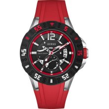 GUESS Red Silicone Mens Watch U0034G1