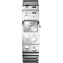 Guess W90028l1 Ladies Silvertone Heart Bracelet Watch