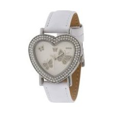 Guess Watch Women's Heart Case White Leather Strap U95180l1