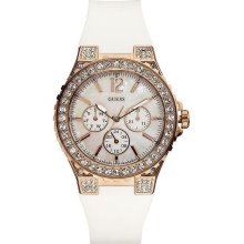 GUESS White Silicone Crystal Ladies Watch U16529L1