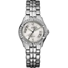 Guess Women Watch Swarovski Crystals Date Silver Face G75511m