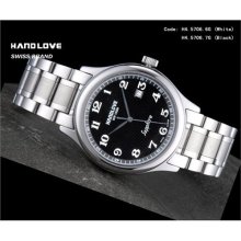 Handlove Handlove Black Dial Imported Genuine Stainless Steel Menâ€²s Swiss Watch